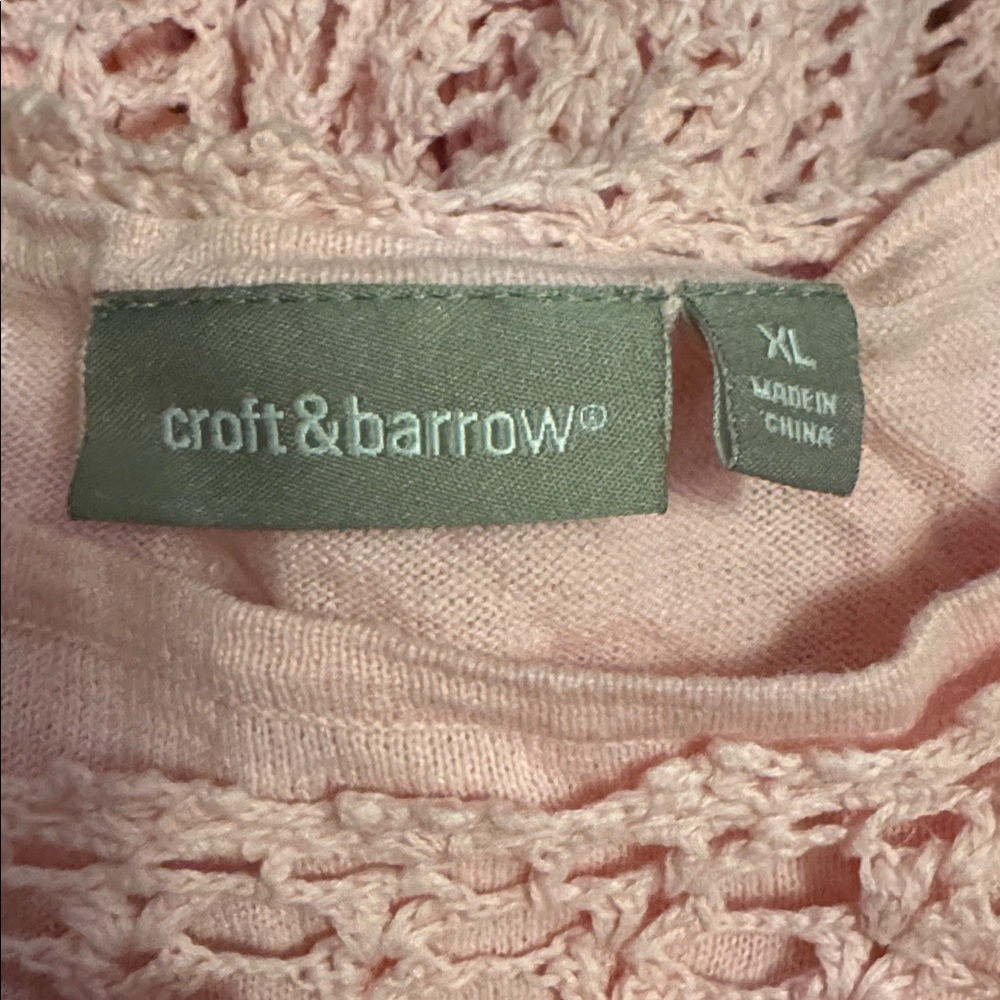 Croft & Barrow Women’s Long Sleeve XL CrewNeck Pullover Knit Crochet Lined Top - Picture 12 of 12